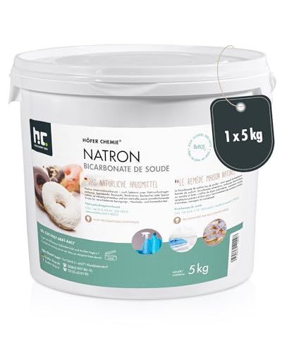 Höfer Chemie Natron Backsoda Natriumhydrogencarbonat 5 kg - Natron Pulver in Lebensmittelqualität - Effektives Hausmittel - Vielseitig Verwendbar von Höfer Chemie