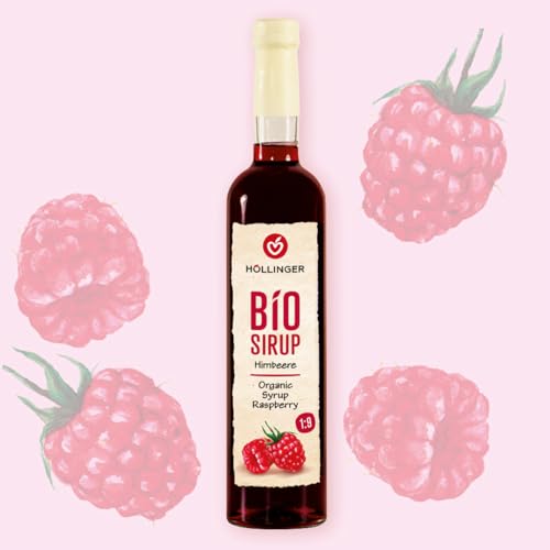 Höllinger Bio Himbeer Sirup - Vegan, 3x500ml Glas Flasche - beerige Erfrischung von Höllinger