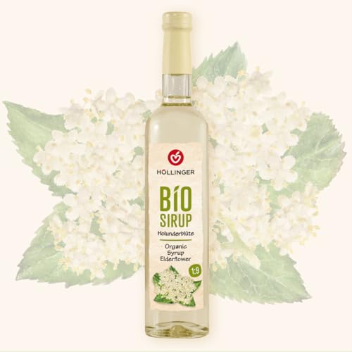 Höllinger Bio Holunderblüten Sirup - Vegan, 3x500ml Glas Flasche - florale Erfrischung von Höllinger