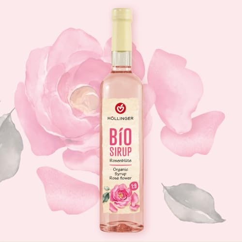 Höllinger Bio Rosenblüten Sirup - Vegan, 3x500ml Glas Flasche - rosige Erfrischung von Höllinger