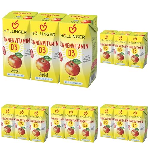 Höllinger Schulsaft Sonnenvitamin D3 Apfel 3x200ml, 600ml (Packung mit 5) von Höllinger