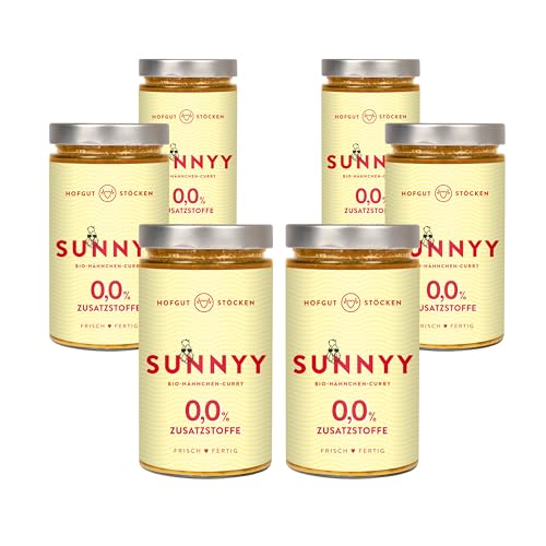 Hofgut Stöcken | 6er-Pack SUNNYY Bio-Hähnchen-Curry mit Kokosmilch, Gemüse & Gewürzen | Aromatisch & ohne Zusatzstoffe | 6x620ml von Hofgut Stöcken