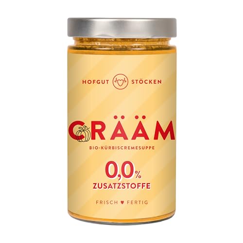 Hofgut Stöcken | Crääm Bio-Kürbiscremesuppe mit Hokkaido | Samtige Cremesuppe ohne Zusatzstoffe | Fertiggericht im Glas | 620ml von Hofgut Stöcken