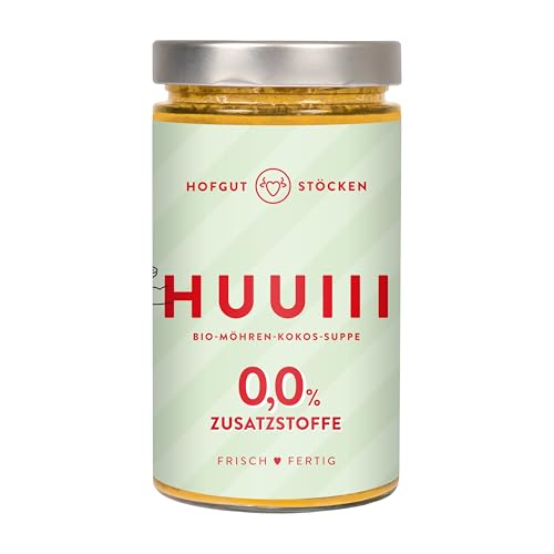 Hofgut Stöcken | Huuiii Bio-Möhren-Kokos-Suppe (vegan) | Cremige Suppe mit Kokosmilch & Ingwer | Fertiggericht ohne Zusatzstoffe | 620ml von Hofgut Stöcken