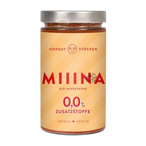 Hofgut Stöcken | MIIINA Bio-Minestrone | 620ml Bio-Fertiggericht im Glas | Natürliche Zutaten | Ohne künstliche Zusätze | Nachhaltig & lecker | Ideal für schnelle Mahlzeiten von Hofgut Stöcken