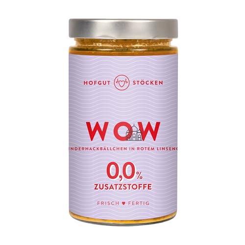 Hofgut Stöcken | WOW Bio-Rinderhackbällchen in rotem Linsencurry | Würziges Fertiggericht ohne Zusatzstoffe | 620ml von Hofgut Stöcken