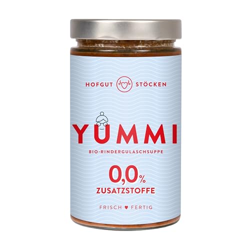 Hofgut Stöcken | YUMMI Bio-Rindergulasch-Suppe YUMMI mit Kartoffeln, Paprika & Tomaten | Fertiggericht ohne Zusatzstoffe | 620ml von Hofgut Stöcken