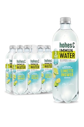 Hohes C Immun Water Limette Ingwer (6 x 750ml), für dein Immunsystem mit Vitamin C & D, nur 3kcal/100ml, ohne Zuckerzusatz, ohne Konservierungsstoffe, vegan von Hohes C