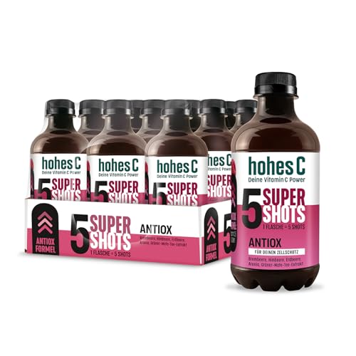 Hohes C Super Shots Antiox (12 x 330ml) – Zellschutz mit Brombeere, Himbeere, Erdbeere, Grüner Mate Tee-Extrakt, Aronia – vegan, ohne Zuckerzusatz & Konservierungsstoffe von Hohes C