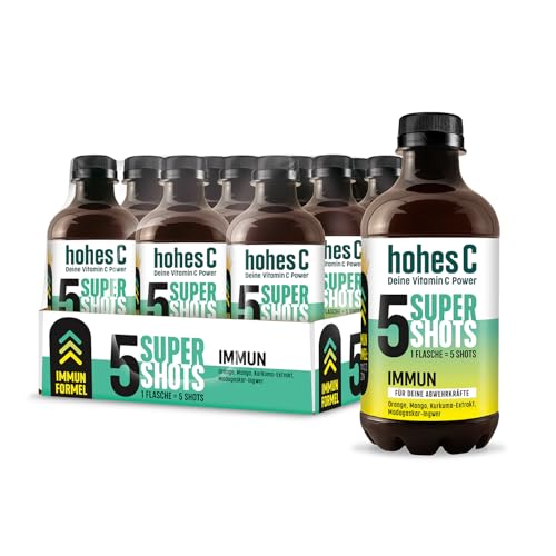 Hohes C Super Shots Immun (12 x 330ml) – Starke Abwehrkräfte mit Orange, Mango, Ingwer, Kurkuma-Extrakt – vegan, ohne Zuckerzusatz & Konservierungsstoffe von Hohes C