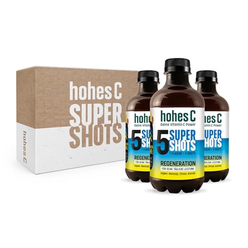 Hohes C Super Shots Regeneration (3 x 330ml) – Ingwer, Maracuja, Zitrone und Acerola – vegan, ohne Zuckerzusatz & Konservierungsstoffe von Hohes C