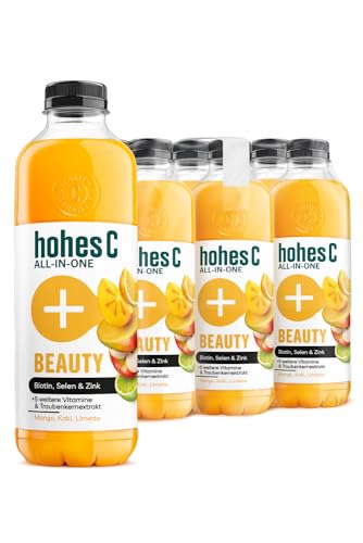 hohes C ALL-IN-ONE Beauty (6x 850ml), Mehrfruchtsaft aus Fruchtsaftkonzentraten (Mango, Kaki, Limette), vitaminreich, ohne Zuckerzusatz & Süßungsmittel, ohne künstliche Aromen, vegan von Hohes C