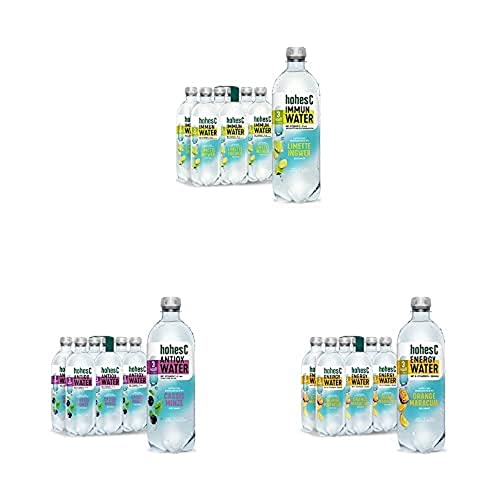 ‎hohes C Bundles Immun Water Limette Ingwer (6 x 750ml) + hohes C Antiox Water Cassis Minze (6 x 750ml) + hohes C Energy Water Orange Maracuja (6 x 750ml) von Hohes C