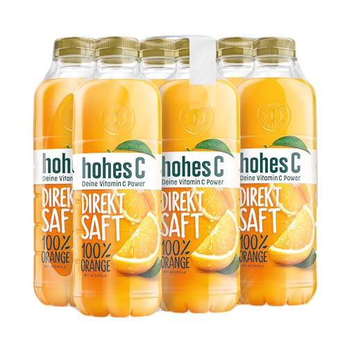 hohes C Direktsaft Orange 6x 0,85l, 100% Direktsaft, 100% natürliches Vitamin C, vegan von Hohes C