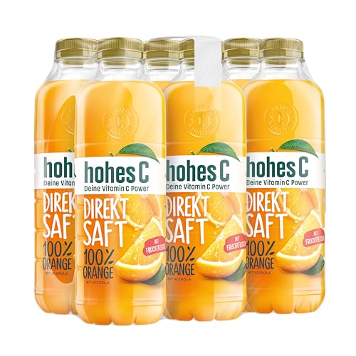 hohes C Direktsaft Orange mit Fruchtfleisch 6x 0,85l, 100% Direktsaft, 100% natürliches Vitamin C, vegan von Hohes C