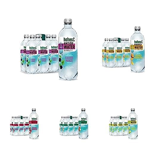 hohes C Functional Water Bundle aus je 6 x 750ml Antiox Water Cassis Minze + Energy Water Orange Maracuja + Immun Water Limette Ingwer + Mind Water Wassermelone Gurke + Boost Water Kirsche Himbeere von Hohes C