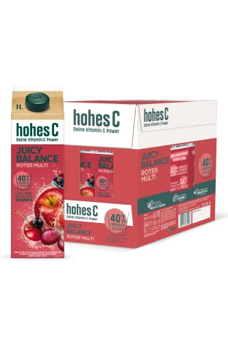 hohes C Juicy Balance Roter Multi (6 x 1l), weniger Zucker, Multifrucht-Saft, Vitamin C, ohne Süßungsmittel, praktische Kartonverpackung, 100% recyclebar, vegan von Hohes C