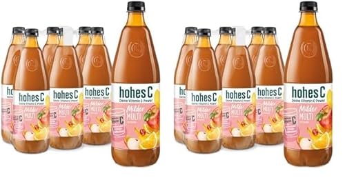 hohes C Milder Multivitamin (6 x 1l), 100% Saft, Apfel, Orange, Acerola, Mango, 7 Vitamine, ohne Zuckerzusatz laut Gesetz, weniger Säure, vegan (Packung mit 2) von Hohes C