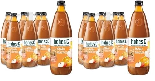 hohes C Mildes Frühstück (6 x 1l), 100% Saft, Orange, Ananas, Apfel, Acerola, Vitamin C, ohne Zuckerzusatz, weniger Säure, vegan, mit recyceltem PET (Packung mit 2) von Hohes C