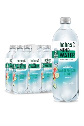 hohes C Mind Water Wassermelone Gurke (6 x 750ml), mehr Konzentration mit Vitamin B12 + Eisen, nur 2kcal/100ml, ohne Zuckerzusatz, ohne Konservierungsstoffe, vegan von Hohes C