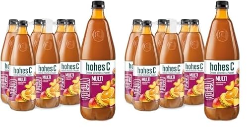 hohes C Multivitamin (6 x 1l), 100% Saft, Apfel, Orange, Ananas, Maracuja, Mango, 9 Vitamine, ohne Zuckerzusatz laut Gesetz, vegan (Packung mit 2) von Hohes C