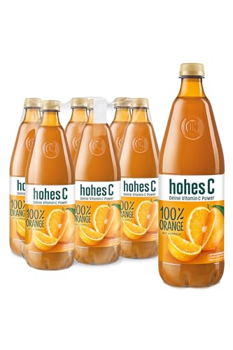 hohes C Orange (6 x 1l), 100% Saft, Orangensaft, Acerolasaft, Vitamin C, ohne Zuckerzusatz laut Gesetz, vegan von Hohes C