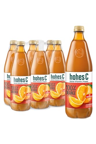 hohes C Orange mit Fruchtfleisch (6 x 1l), 100% Saft, Orangensaft, Vitamin C, ohne Zuckerzusatz laut Gesetz, vegan von Hohes C