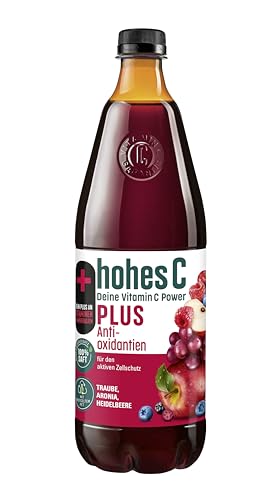 hohes C PLUS Antioxidantien (1 x 1l), 100% Saft, Apfel, rote Trauben, Aronia, Vitamin C, PLUS an Antioxidantien, ohne Zuckerzusatz, vegan, mit recyceltem PET von Hohes C