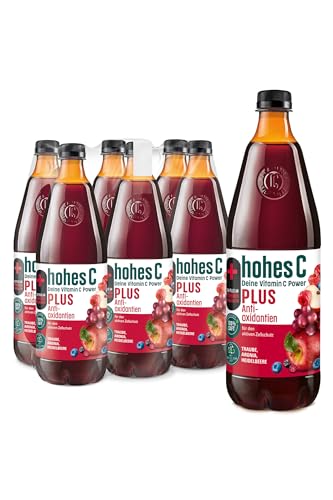 hohes C PLUS Antioxidantien (6 x 1l), 100% Saft, Apfel, rote Trauben, Aronia, Vitamin C, PLUS an Antioxidantien, ohne Zuckerzusatz, vegan, mit recyceltem PET von Hohes C