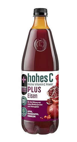 hohes C PLUS Eisen (1 x 1l), 100% Saft, Apfel, Himbeere, Granatapfel, Vitamin C, PLUS an Eisen, ohne Zuckerzusatz, vegan, mit recyceltem PET von Hohes C