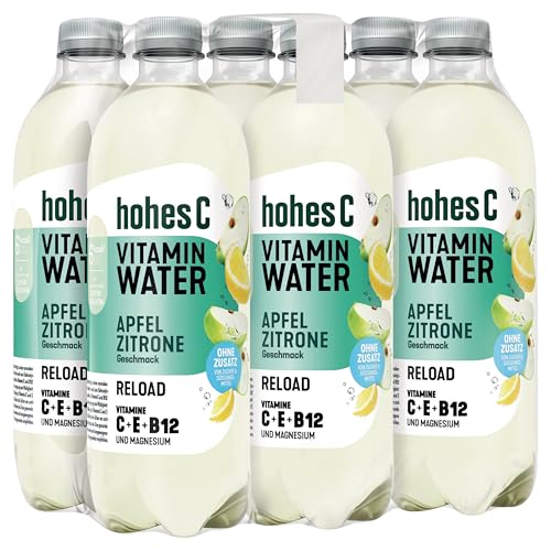 hohes C Vitamin Water Reload Apfel & Zitrone (6 x 750ml), Magnesium für die Muskeln, Vitamin C & B12 für mehr Energie + Vitamin E, nur 6kcal/100ml, ohne Zuckerzusatz & Süßungsmittel, vegan von Hohes C