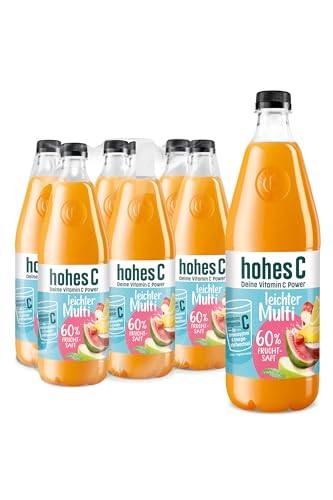 hohes C leichter Multi (6 x 1l), 60% Fruchtsaft, Multivitaminsaft, Vitamin C, ohne Zuckerzusatz laut Gesetz, vegan von Hohes C