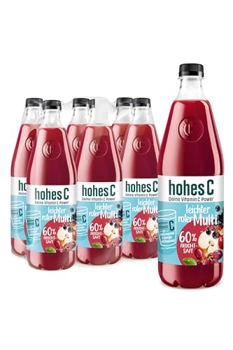 hohes C leichter roter Multi (6 x 1l), 60% Fruchtsaft, roter Multivitaminsaft, Vitamin C, ohne Zuckerzusatz laut Gesetz, vegan von Hohes C