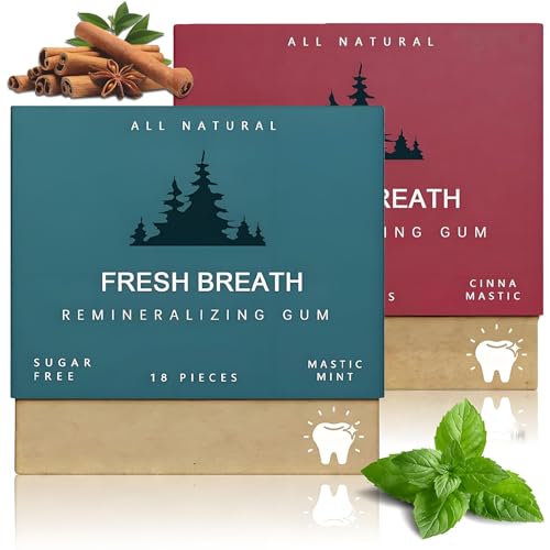 Underbrush Remineralizing Gum | Underbrush Remineralizing Chewing Gum,Organic Mastic Mint Miracle and Cinnamon Gum CubesRemineralizing Chewing Gum,Sugar-Free Long Lasting Chewing Gum (2 Boxes) von Holibao