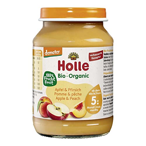 HOLLE BABYFOOD Glas, Demeter Apfel & Pfirsich, 190g (3er Pack) von Holle