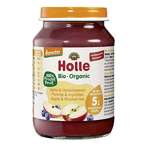 Holle Babyfood Glas, Demeter Apfel & Heidelbeeren, 190g (6x190g) von Holle