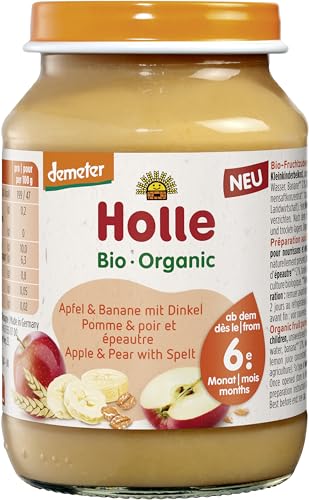 Holle Babyfood Glas - Demeter Apfel & Banane mit Dinkel, 190g (4er Pack) von Holle