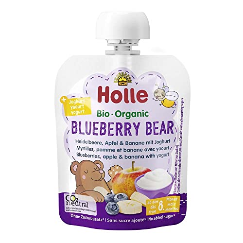 Holle Babyfood Pouchy, Blueberry Bear Apfel & Banane mit Joghurt, 85g von Holle