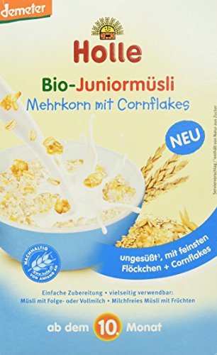 Holle Bio-Juniormüsli Mehrkorn mit Cornflakes, 4er Pack (4 x 250 g) von Holle