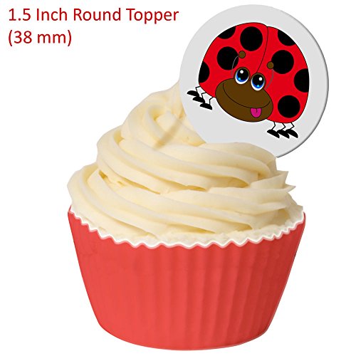 12 Runde Torten-/Cupcakeaufleger aus essbarem Papier im Marienkäfer-Design / 12 Edible Round Ladybird Edible Wafer Toppers von Holly Cupcakes