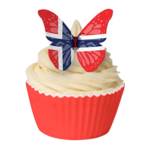 24 Schmetterlinge aus essbarem Papier mit Fahnenmuster: Norwegen /24 Norweigian Flag Butterflies von Holly Cupcakes