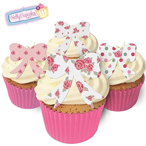 24 Waffelschleifen: rosen Blumen Sterne / 24 Wafer Bows: Rose Shabby Chic von Holly Cupcakes