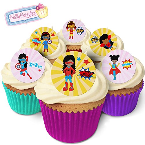 24 Wunderschöne essbare Kuchendekorationen: Schwarze Superhelden-Mädchen / Superhero Girls of Colour von Holly Cupcakes