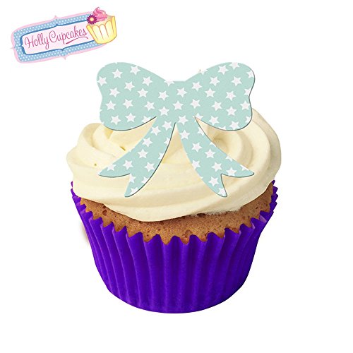 24 wunderbare Esspapierschleifen: Pastell-blau Sterne / 24 Wafer bows: Pastel Blue Stars von Holly Cupcakes