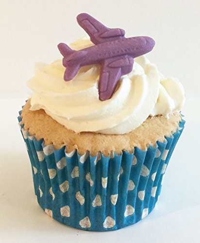 6 Handgemachte Kuchendekorationen aus Zucker: Lila Flugzeuge / 6 Purple Sugar Planes von Holly Cupcakes