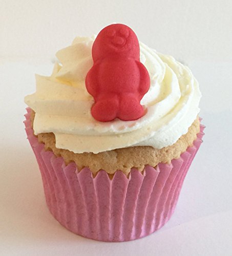 6 Handgemachte Kuchendekorationen aus Zucker: Rot Jelly Baby / 6 Red Sugar Jelly Babies von Holly Cupcakes