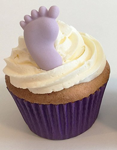 6 handgemachte Große Babyfüßchen aus Zucker / 6 Sugar Large Lilac Feet von Holly Cupcakes