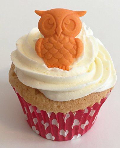 6 handgemachte kleine orange Eulen aus Zucker / 6 Sugar Orange Owls von Holly Cupcakes