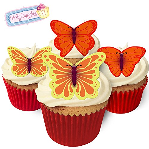 Essbare Kuchendekorationen- 12 Schmetterlinge: orange, gelb & rot / 12 Gorgeous Edible Butterflies: ORANGE, YELLOW & RED von Holly Cupcakes