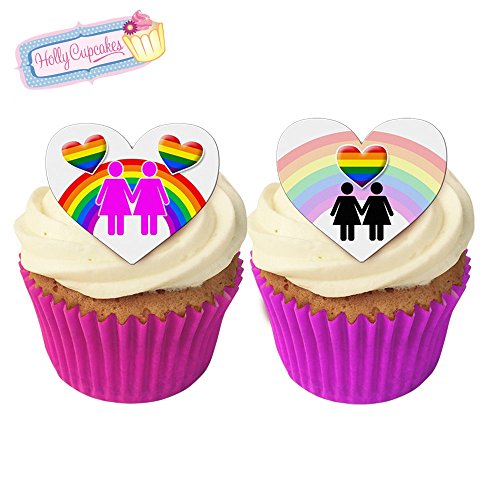 Holly Cupcakes 12 essbare Lesbenpärchen-Herzkuchendekorationen, Plus 12 frei kleinerenherz! / Lesbian Love Hearts von Holly Cupcakes